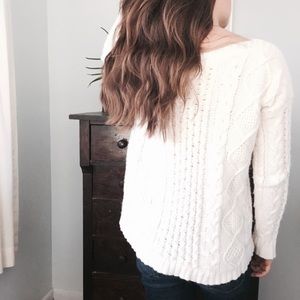 Madewell boatneck cable knit sweater